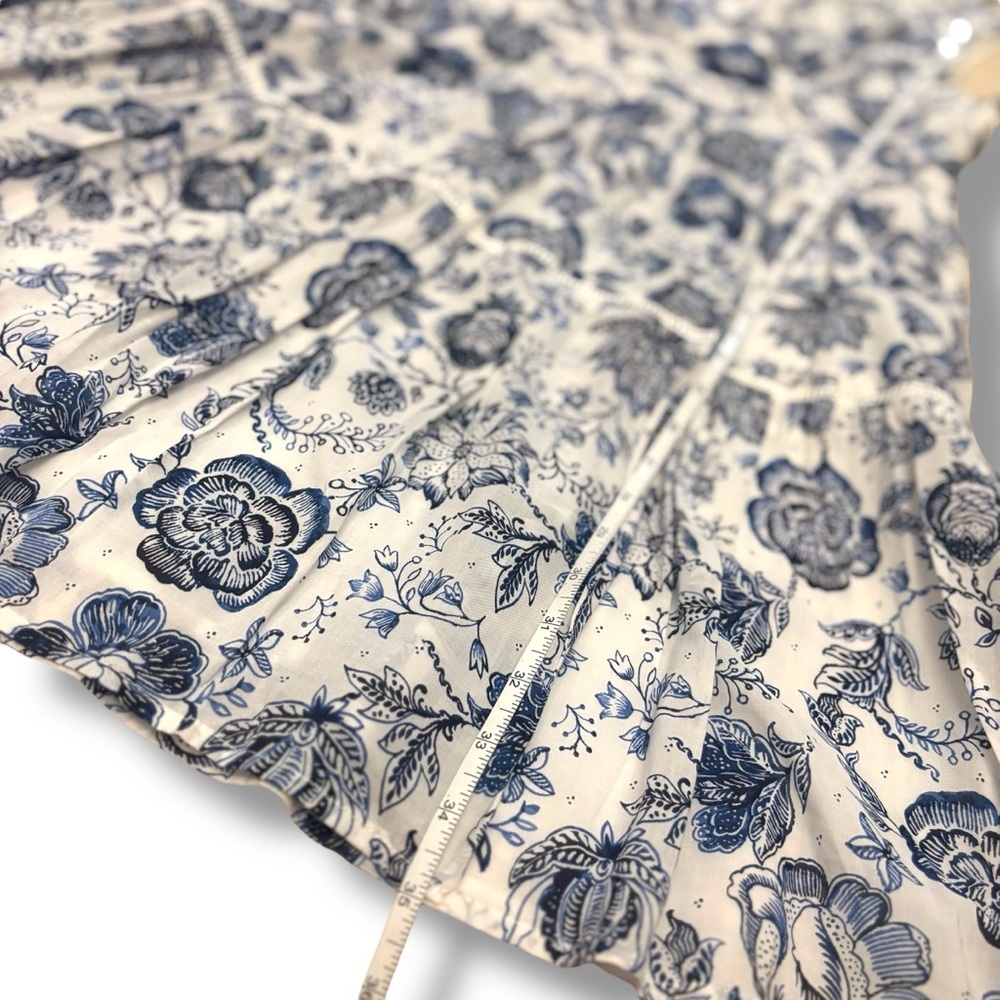 NWOT Lucky Brand Blue White Floral Paisley Faux Wrap Mini Sundress - Size 12 - Picture 9 of 13